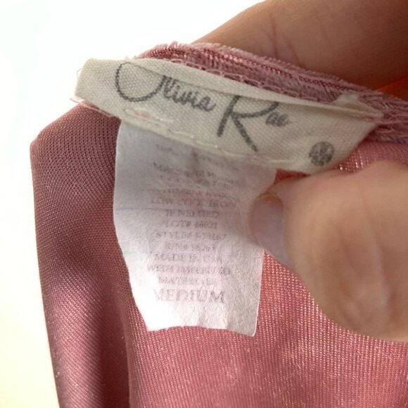 Olivia Rae sweater size M pink crushed velvet open front shawl strawberry milk - Picture 8 of 9